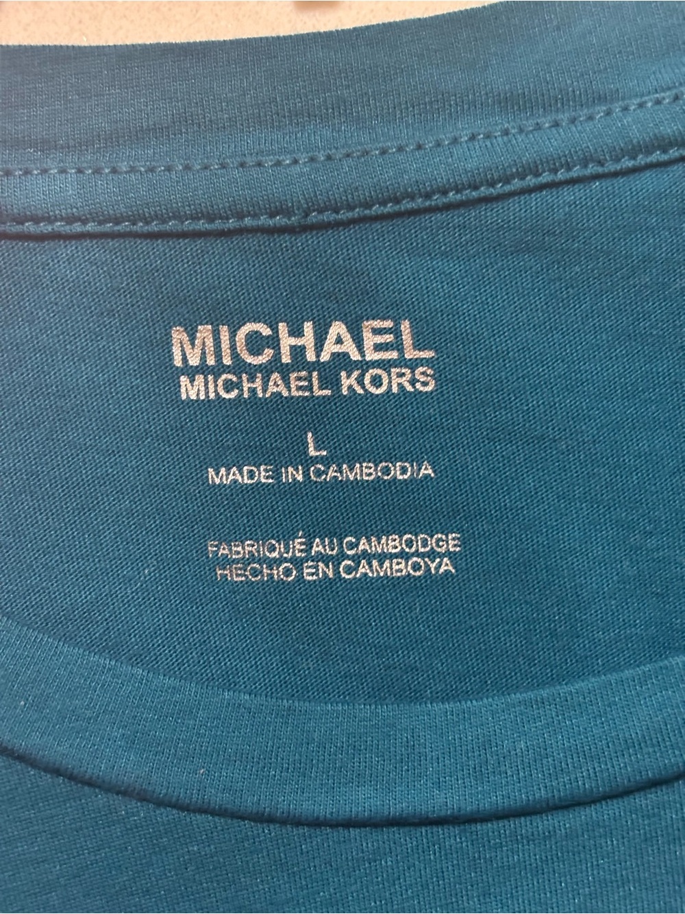 Michael Kors Women Teal Blue Tee with Studded MK Logo - Picture 3 of 3